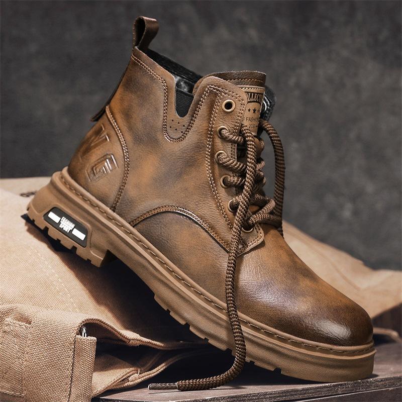 

Autumn and winter new retro high-top zipper locomotive leather boots winter men s shoes British wind help tooling Martin boots thickened 39