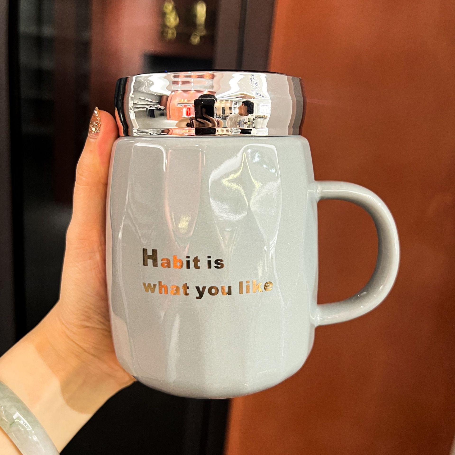 

Кружка керамическая парная в корейском стиле, студенческое общежитие, высокая ценность, большая вместимость, чашка для завтрака, бытовая чашка для молока 401-500ml