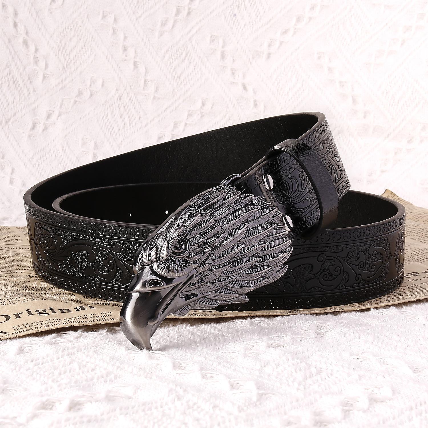 

Мужской ремень из искусственной кожи, мужской ремень высокого класса, мужской модный мужской ремень с пряжкой в виде животного, может быть 120cm чёрный
