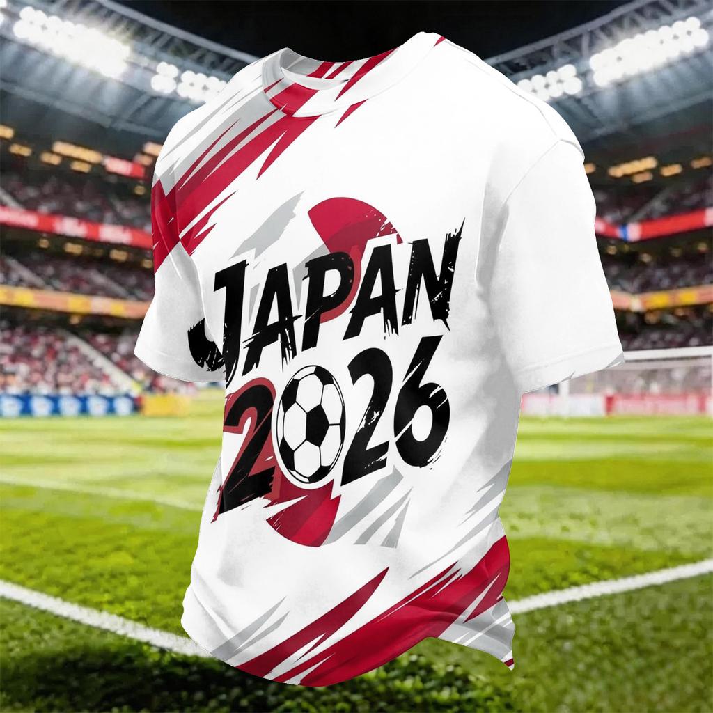 Men's Casual Soccer Print Quick Dry Crew Neck Lightweight Mesh Breathable Short Sleeve T-Shirt Suitable for Outdoor Sports and Daily Wear