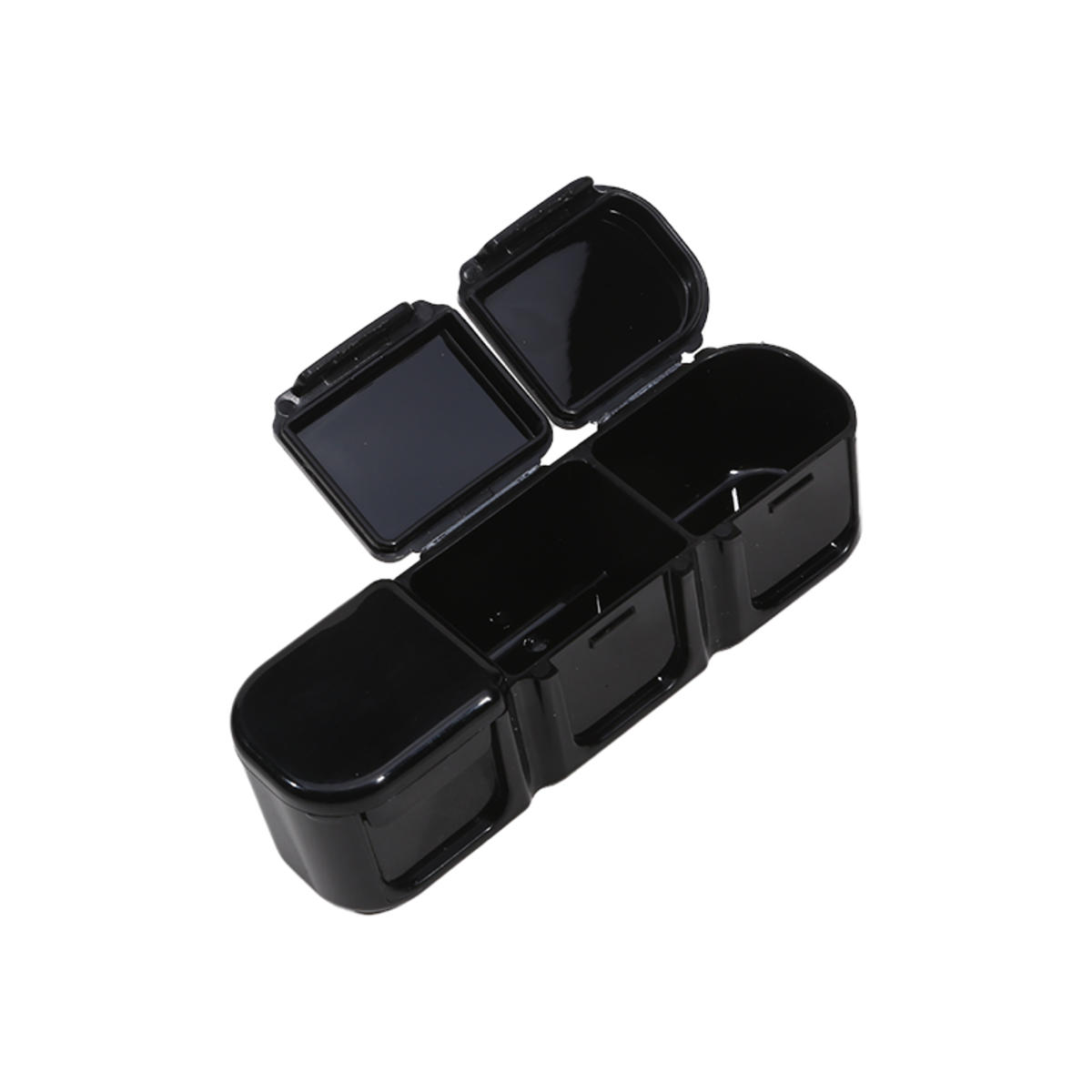 

1 шт. Портативный небольшой герметичный пылезащитный контейнер для хранения, разделенный на отсеки для трехразового питания, витаминов, рыбьего жира, органайзера чёрный