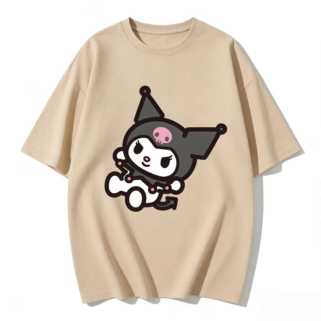 2026 new Summer Kuromi Cute Graphic Tee Casual Short Sleeve Cotton Top for Women Girls Kawaii Cartoon Print Streetwear