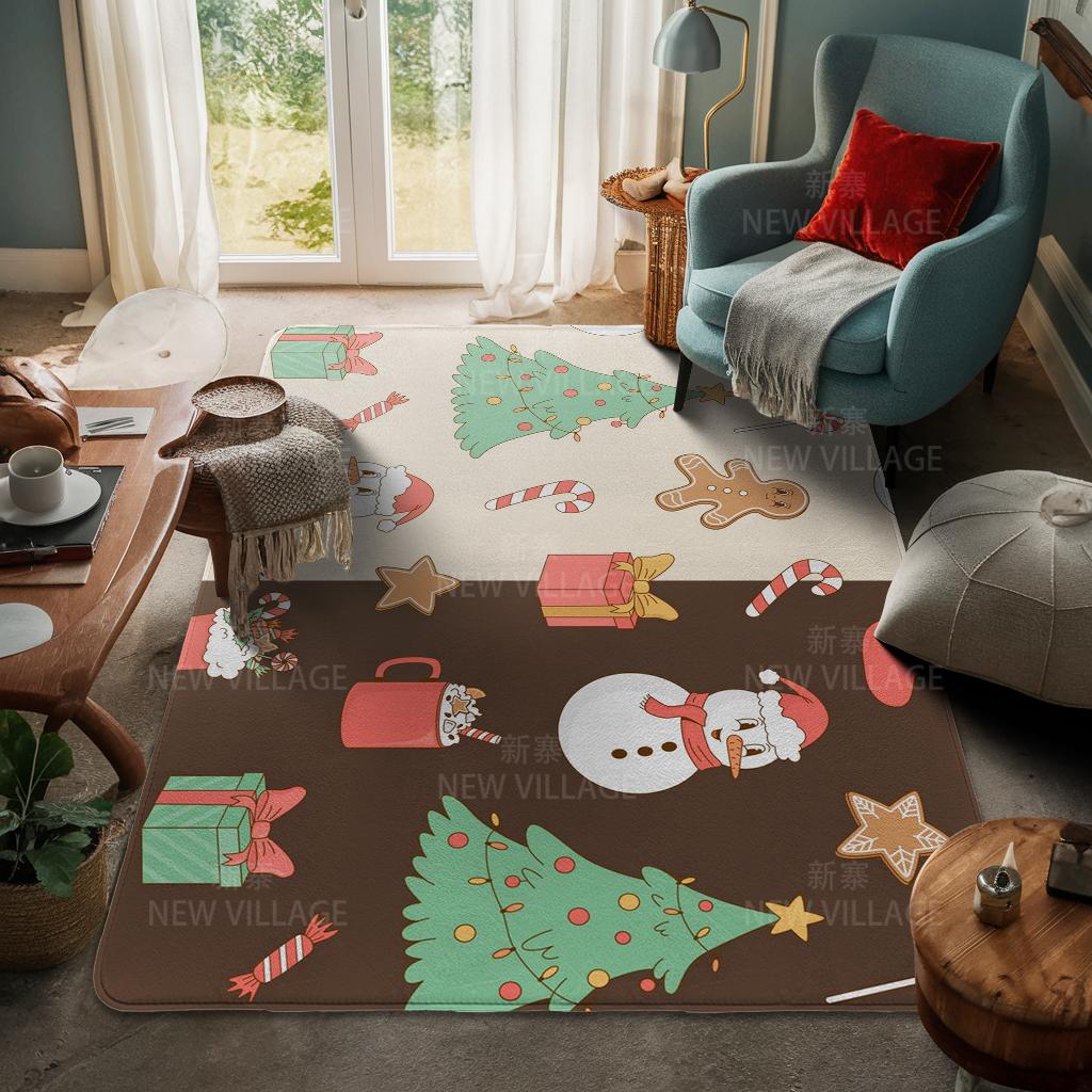 House Entrance Carpet Home Door Mat Living Room Bath Foot Bathroom Non-slip Water Absorption Rugs Bath Merry Christmas Winter