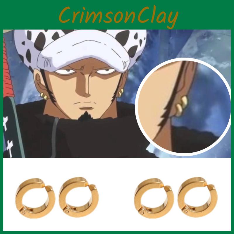 One Piece Inspired Circle Clip-on Earrings For Non-pierced Ears In Titanium Steel Hip Hop Style