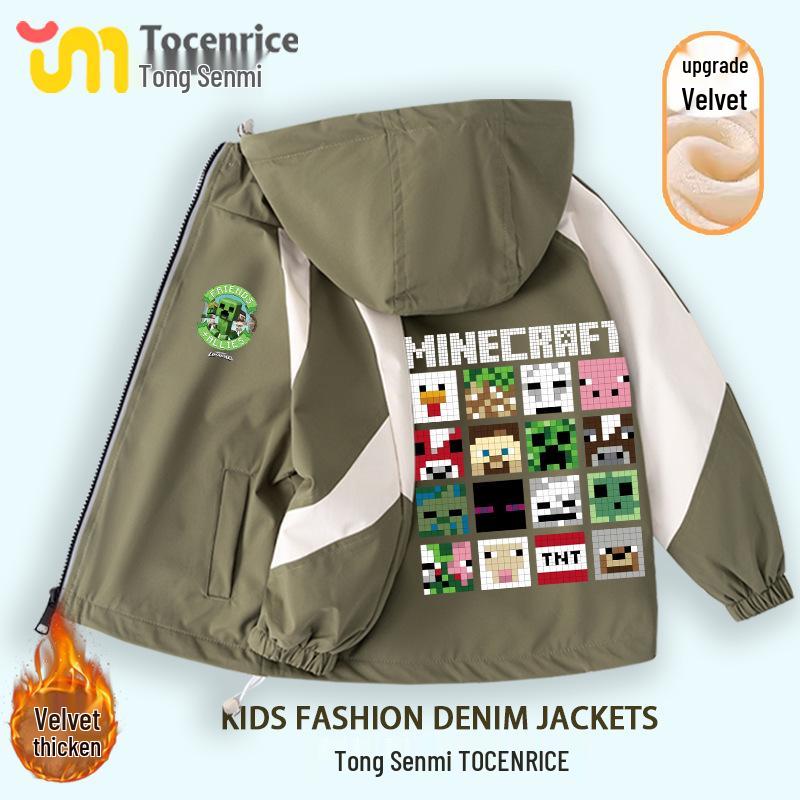New Minecraft Fleece-Lined Warm Jacket for Boys
