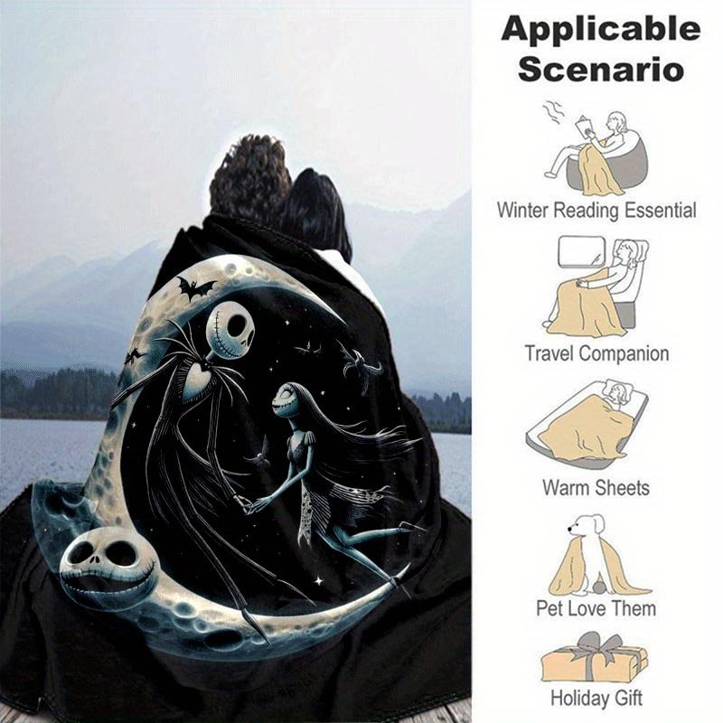1pc The Nightmare Before Christmas Printing Blanket - Soft, All-Season Throw for Living Room, Bedroom,Personalized Gift with Adorable Cartoon Design