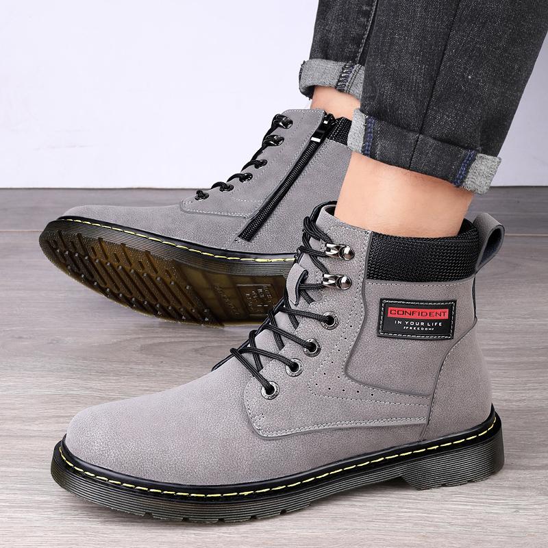 Fashion Trends Men Genuine Leather Boots Fashion Causal Boots Genuine Leather Shoes Comfy Durable Outdoor Warm Plush Cowboy Ankle Boots