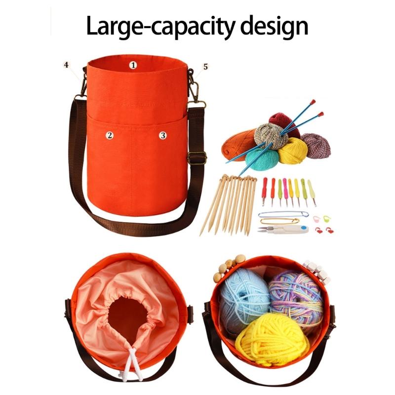 Portable Single Shoulder Craft Storage Bag for Knitting Supplies and Daily Organization