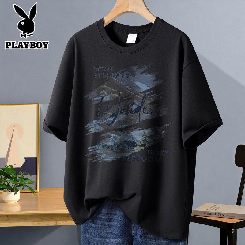 

PLAYBOY Men s Heavyweight Loose Fit Cotton T-Shirt XL