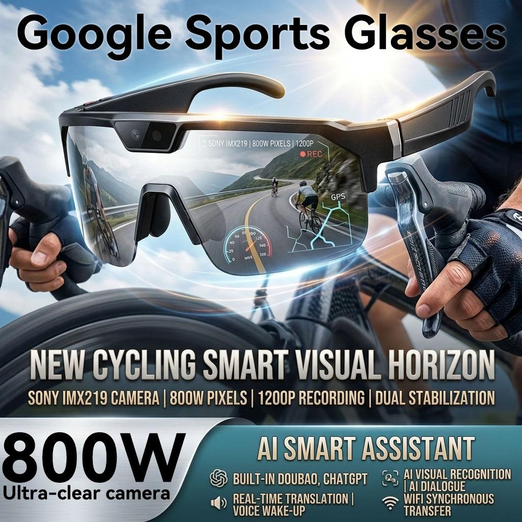 Outdoor Smart Glasses 1200P HD Camera 8MP Sensor 30MP Photo WiFi Sync Bluetooth 5.3 Audio Sunglasses Anti-shake Dual Mic ENC Mic