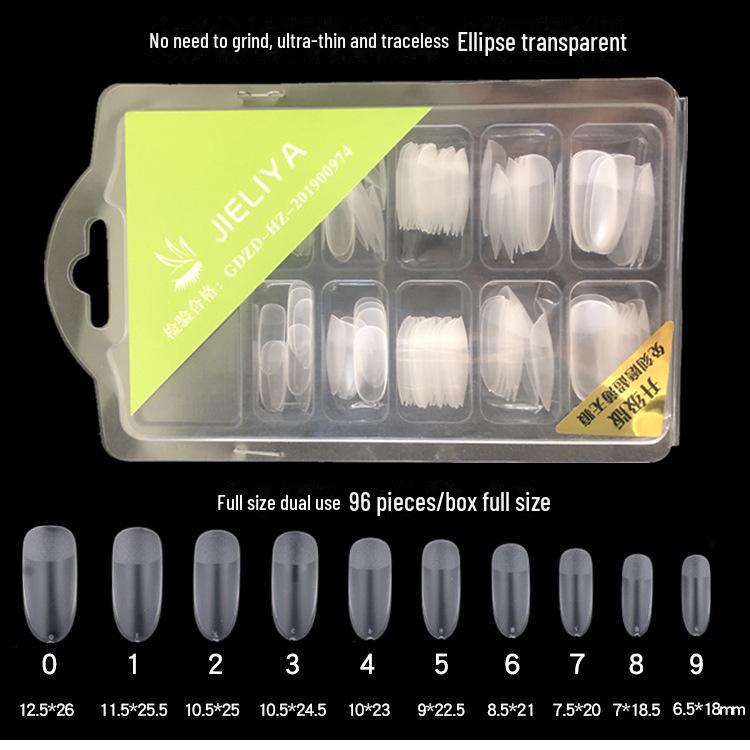 Ultra-thin Frosted Oval Nail Polish Patches - Dual Use, Full and Half Pieces (96 pcs)