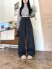 2025 Autumn/Winter Women's High-Waisted Slim Fit Apricot Suit Pants - Flattering Casual Drapey Straight Leg, Versatile Wide-Leg