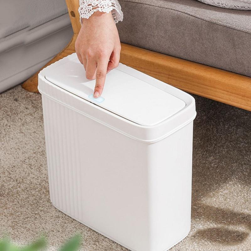 Kitchen Bathroom Trash Can Garbage Can With Press Top Lid For Bedroom Kitchen Office Living Room