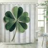 1Pc Four-Leaf Clover Shower Curtain With Water Droplets & Textured Light Gray Background - 70X70 Inch Polyester Bathroom Decor