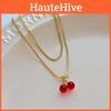 Cherry Red Classy Pendant Necklace With Stylish Box Chain Perfect For Trendy Womens Fashion