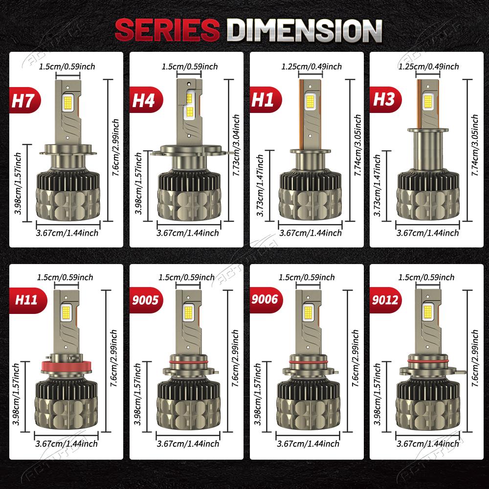 High Power H7 H11 H1 H3 H4 Led Headlight Bulb 6000K LED 9005 9006 9012 HB3 HB4 3 Copper Tube Led Light Kit for Car 12V 2PCS