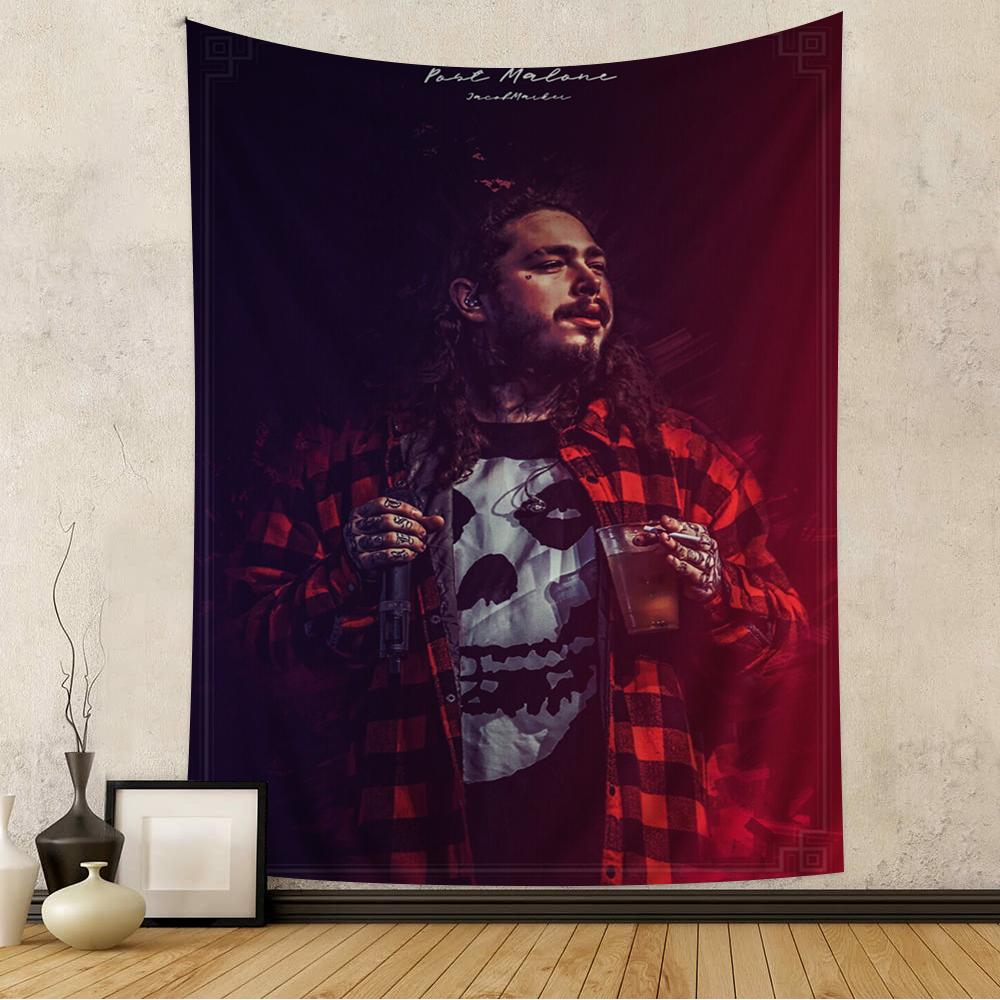 American Singer Star Rapper Post Malone Cartoon Tapestry Wall Hanging Decoration Household Home Decor
