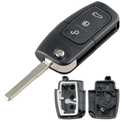 3 Buttons Car Key Fob Case Shell Replacement Flip Folding Cover with HU101 Blade Fit for Ford FOCUS