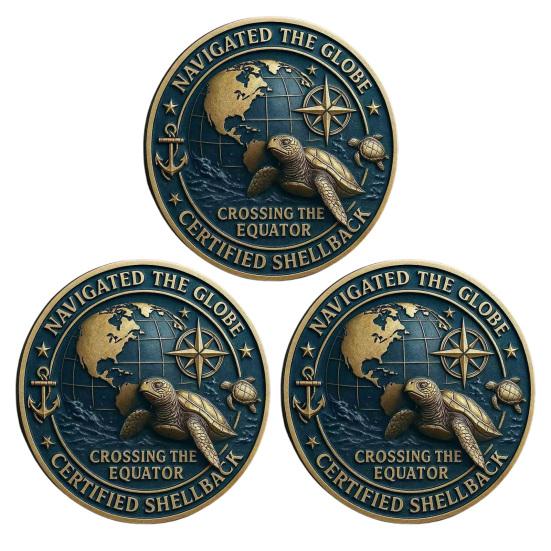 U.S. Navy Shellback Crossing The Line Challenge Coin Navy Souvenir Military Commemorative Coin for Veterans Sailors