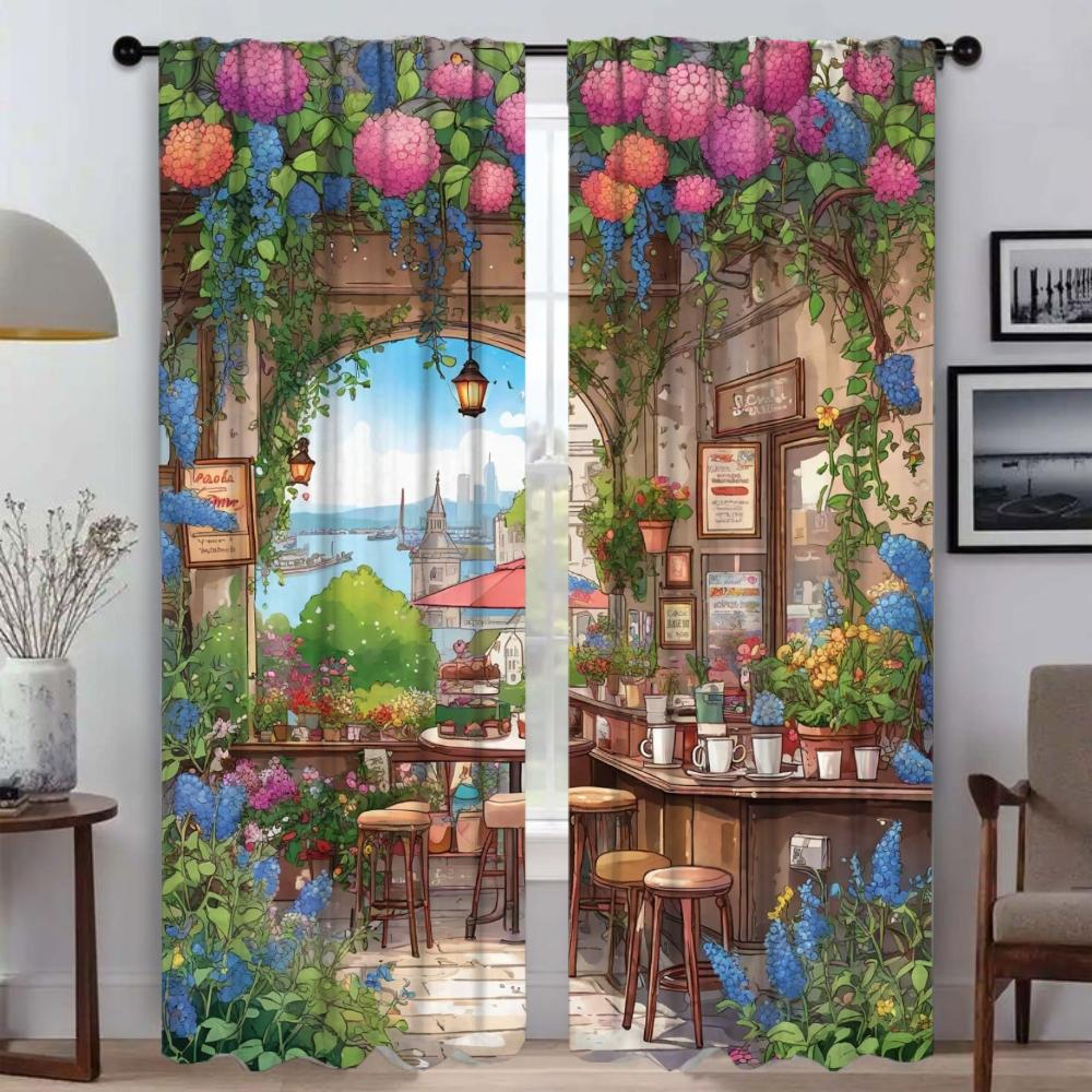 

Плотные шторы для кухни, шторы для сада в детской комнате, шторы для окон в спальне, 2-панельные шторы для украшения на Хэллоуин W50xH70cmx2pcs-CL