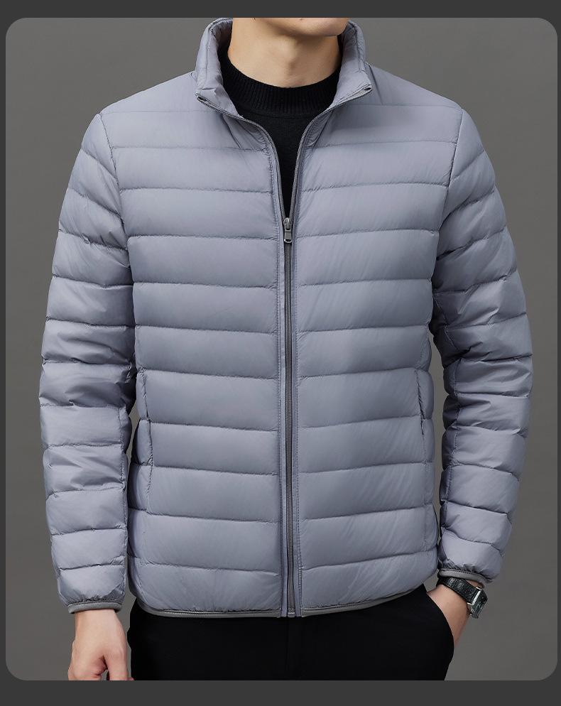 2024 Men's Lightweight Fashion Down Jacket - Short Stand Collar, White Duck Down, Warm Winter Coat