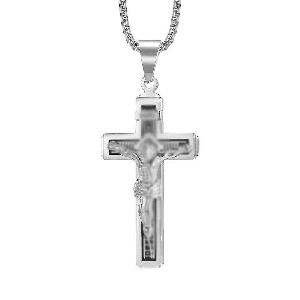2026 European and American Style Cross Necklace Men s Personalized Wear Accessories 60CM