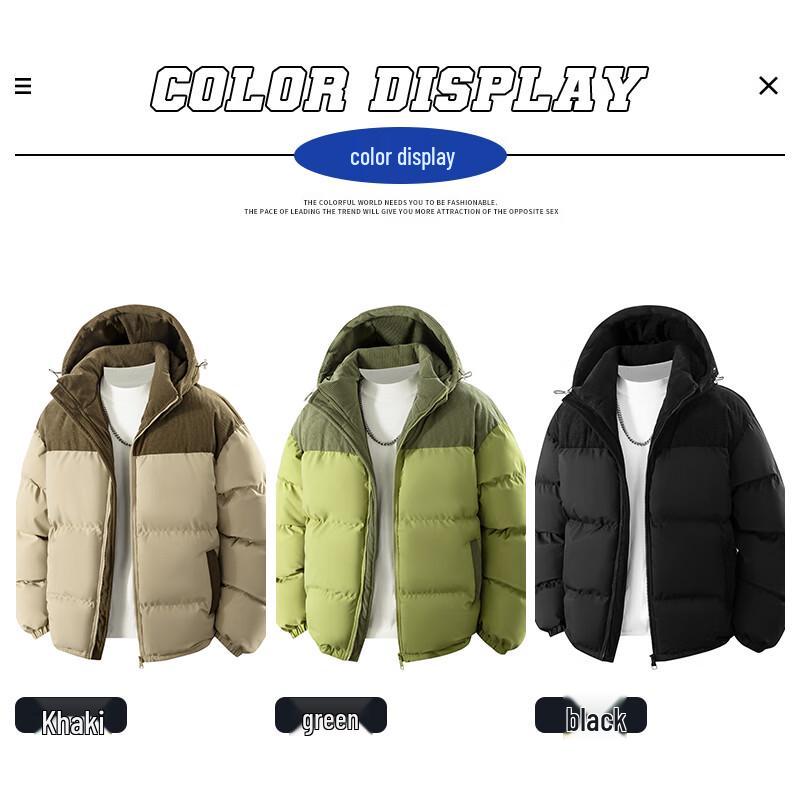 Jeanswest Men's Spliced Hooded Thick Winter Jacket