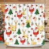 Christmas Shower Curtain Santa Claus Reindeer Tree Gift Design Holiday Theme Festive Decor Waterproof Fabric Xmas Bathroom