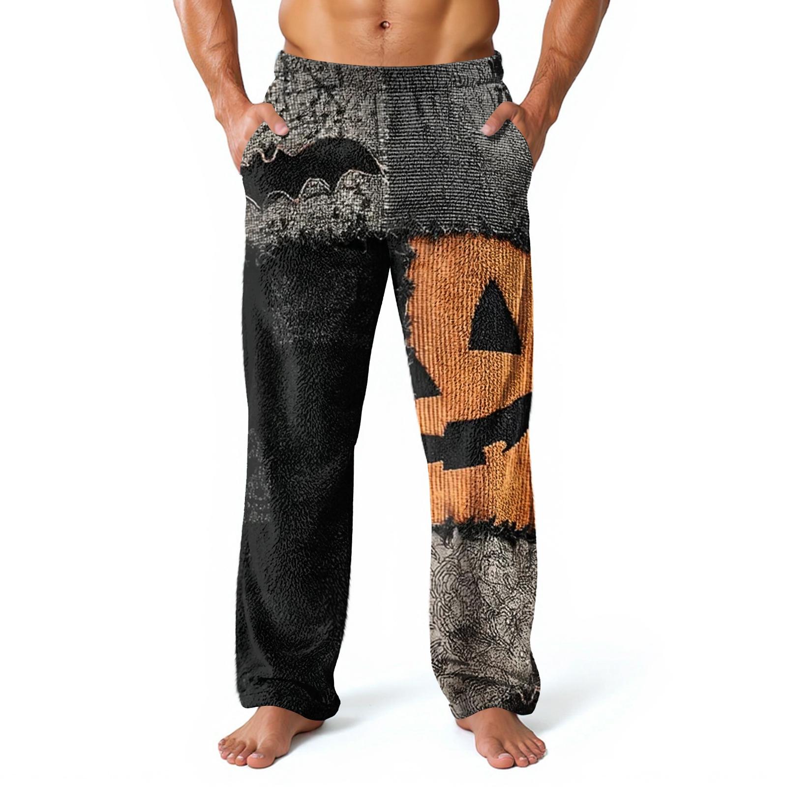 Herren Allover bedruckte Homewear-Hose Schlaf-Pyjamahose Lange Hose Pyjamahose M schwarz