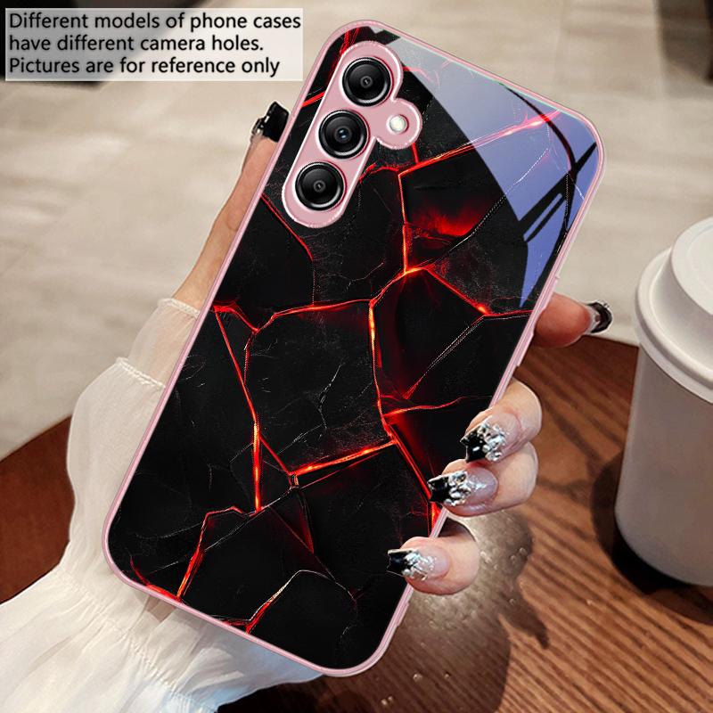 Red Lava Texture Pattern For Samsung A 73 72 71 70 56 55 54 53 52 51 50 42 35 34 33 32 31 26 25 24 23 22 30 20 Glass Phone Case