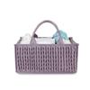 Braided Quilted Diaper Caddy Organizer Boho Nursery Storage Basket with Compartment Portable Handle Baby Wipes Diaper Bag Bin Newborn Essentials