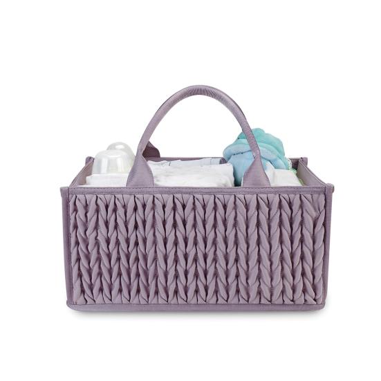 Braided Quilted Diaper Caddy Organizer Boho Nursery Storage Basket with Compartment Portable Handle Baby Wipes Diaper Bag Bin Newborn Essentials