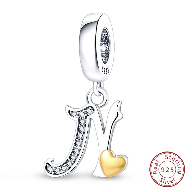 Оригинальные медные бусины-подвески Классическое золотое сердце 26 букв Подвеска для браслета DIY Подвески Ювелирные изделия на день рождения