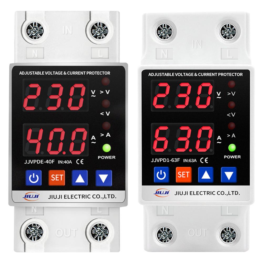 Automatic Reset Voltage Protector 40A/63A 220V Overvoltage Over Current Protection Device Din Rail for Home Office Appliance