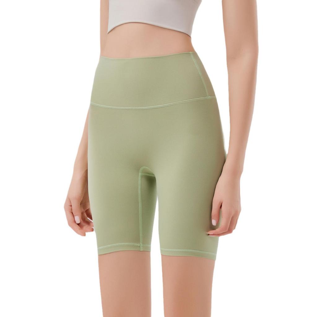 High-Waist Nude Yoga Shorts - Hip-Lifting, Tummy-Control, Free Size Lycra Sportswear