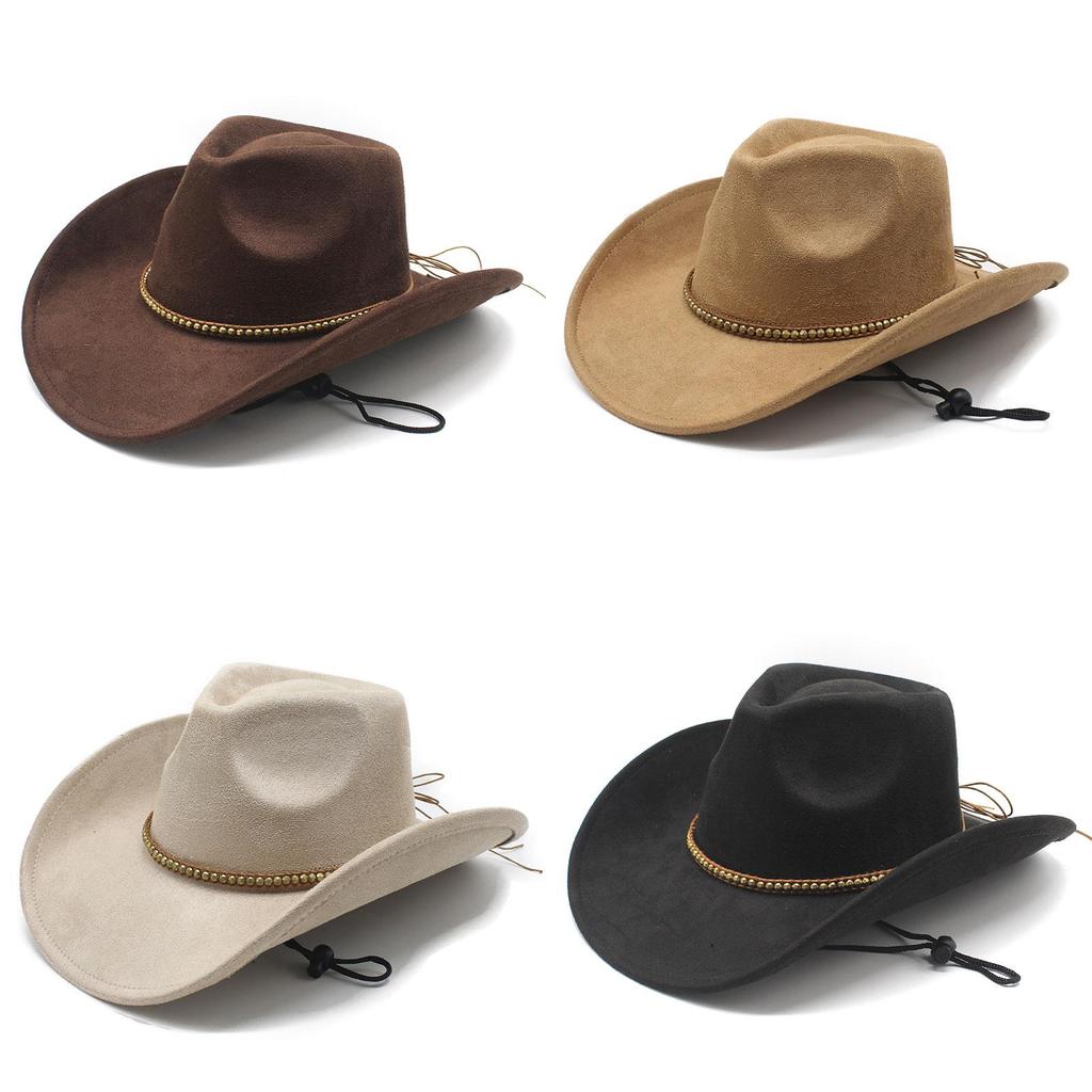 Ethnic Style Western Hat With Buckram Brim And Turndown For Outdoor Wear