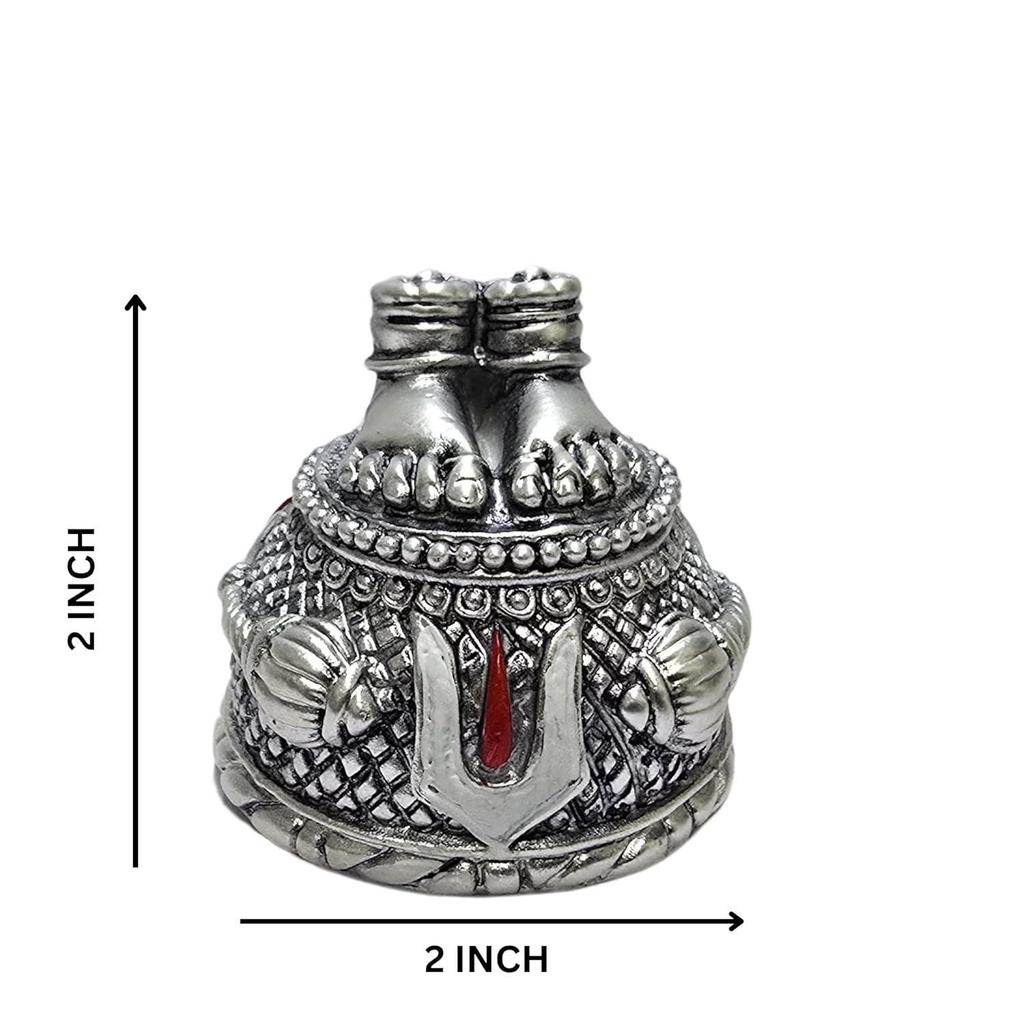 Lord Hanuman Charan Paduka Silver Plated Antique Matte Idol for Home & Car Dasboard Hanuman Ji Charan Paduka Idol