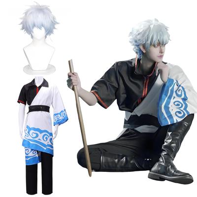 Cosplay de Sakata Gintok avec Yasha Blanc Cosplay Gintama Adulte Événement Culturel Scène Cosplay de Sakata Gintok Gintoki avec Perruque [Kamizu Ryohin], Costume,