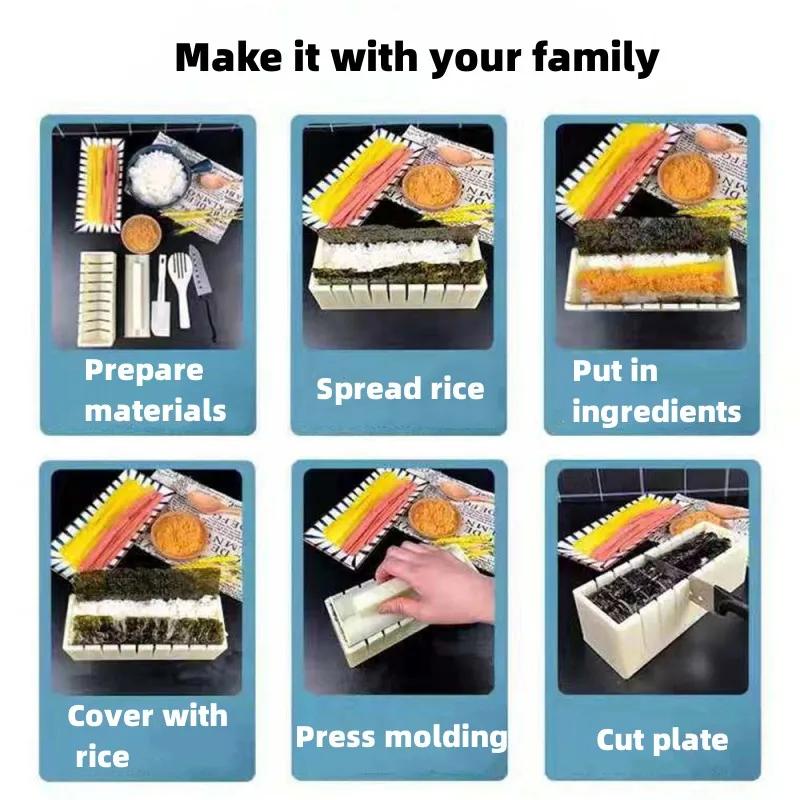 Sushi Making Kit Japansk Rice Ball Kake Rullform DIY Hjem Sushi Verktøy Plast Kjøkken Sushi Maker Verktøysett