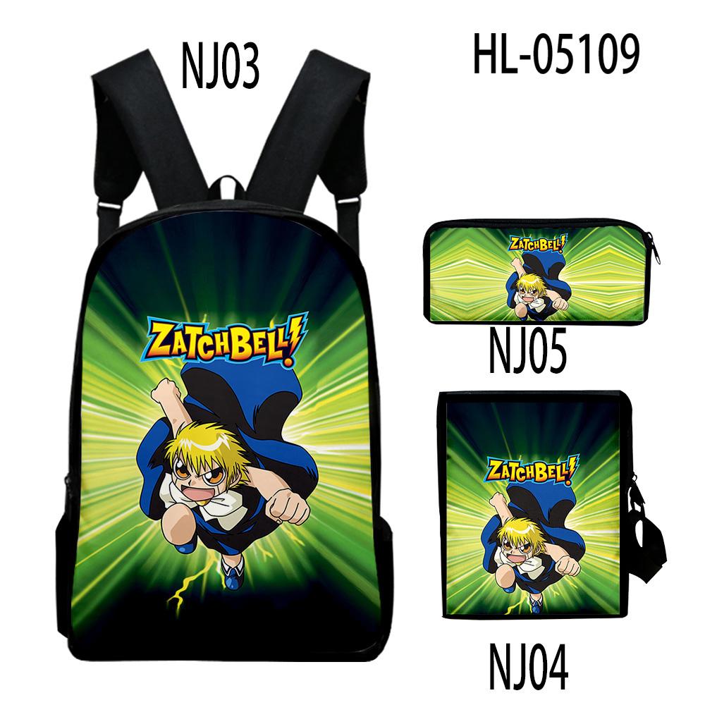 Klassisch Neuheit Zatch Bell Anime 3D-Druck 3 Stück/Set Schüler Rucksäcke Laptop Tagesrucksack Rucksack Schräg Schultertasche Federmäppchen