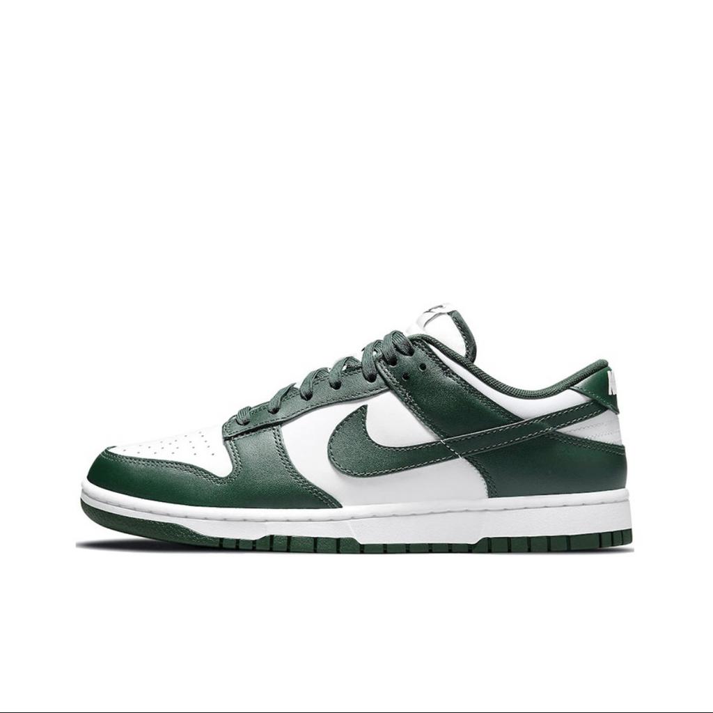 Nike Dunk Slip Resistant Cushioning Low top Skateboard Shoes Unisex White Silver Green DD1391-101(Team445-)
