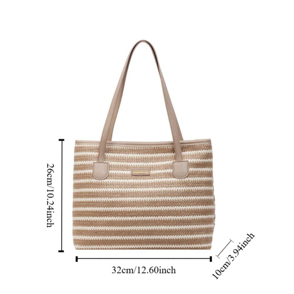 Beach Handbag Straw Woven Bag Parent Shoulder Bag Strip Shoulder Bag Bohemian Beach Bag  Streetwear