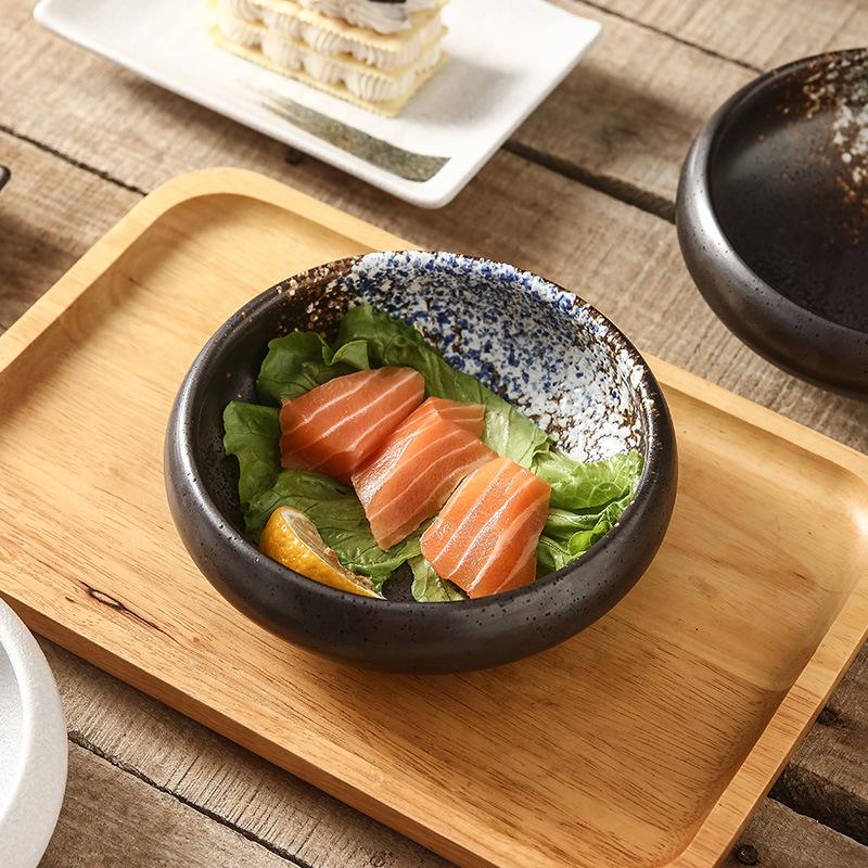 Japanische schwarze Keramikschale Sushi Sashimi Schale Neues chinesisches Geschirr Kommerzielle Nutzung
