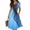 Women's Summer Casual Print V-Neck Short Sleeve Dress With Pockets