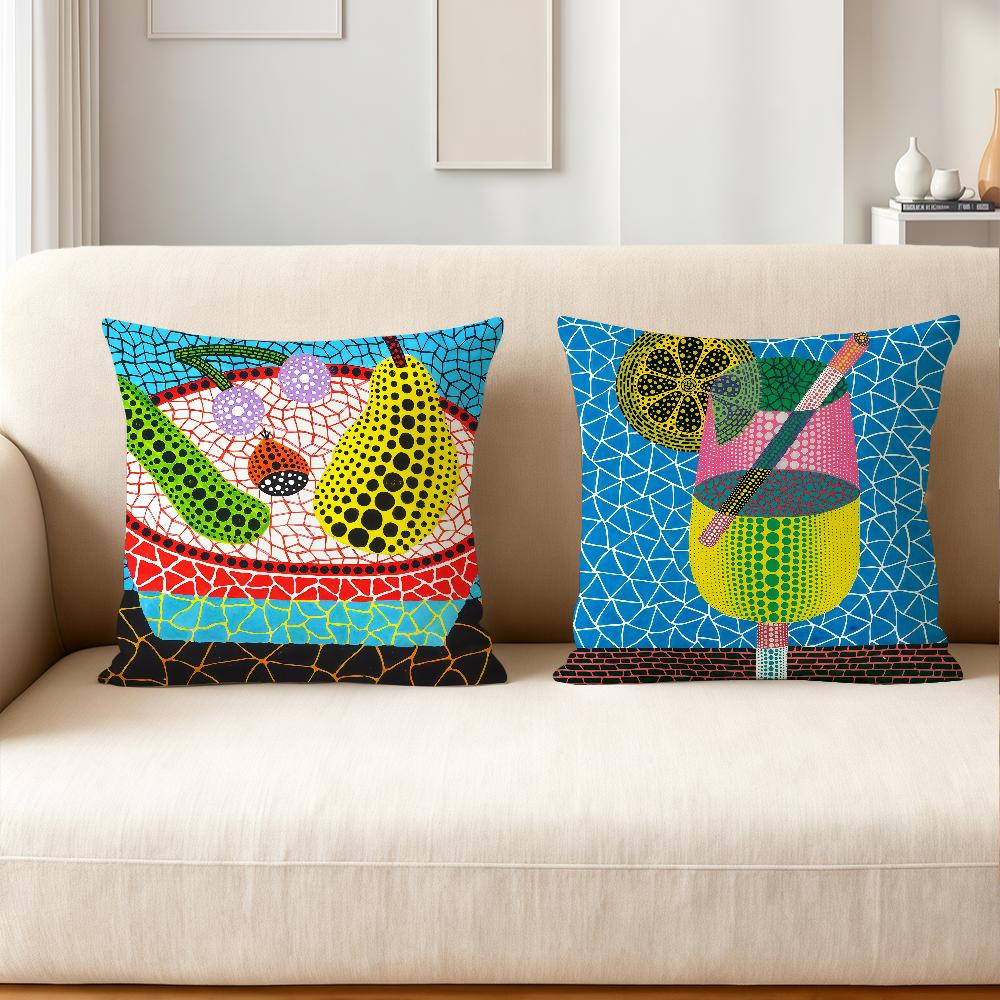 Japanese Artist Y-yayoi Kusama Pillow Case Applicable Space For Guest Rooms Interiors Cars Office House Decoration