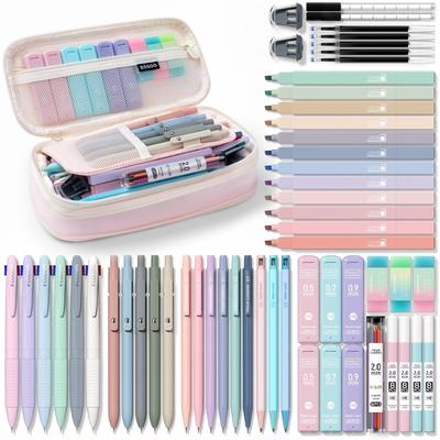 Four Candies Stationery Ballpoint Mechanical Pencils Fluorescent Gel Pen and Perfect for School School and A and Cute Gift for Girls and Pink 56-Piece