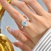 S925 Silver Oval Gemstone Ring, Adjustable Cubic Zirconia Women's Fashion Jewelry