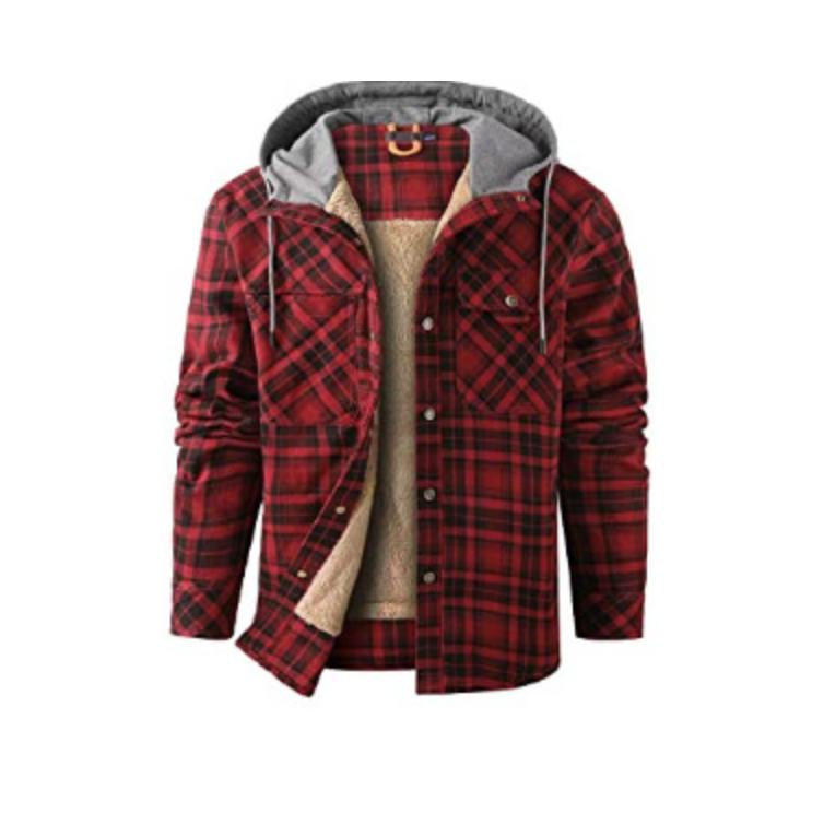 Hermosa Chaqueta de Talla Grande a Prueba de Frío y Viento Chaqueta Cálida Camisa Casual para Hombre Talla Grande con Terciopelo