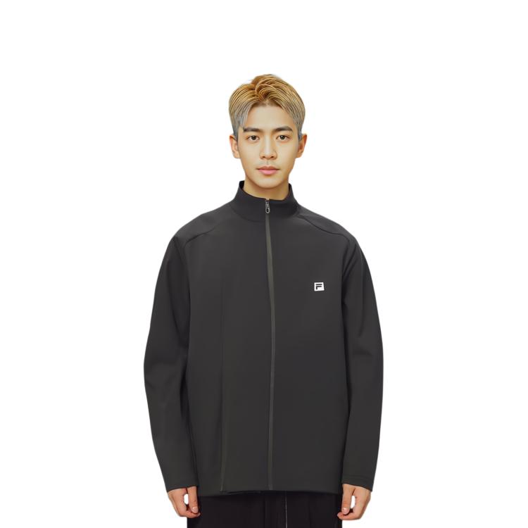 Fila 2023 Autumn New Long Sleeve Knitted Jacket Fashion Casual Solid Color Zipper Coat Men Jackets Deep-Black A11M331504FBK