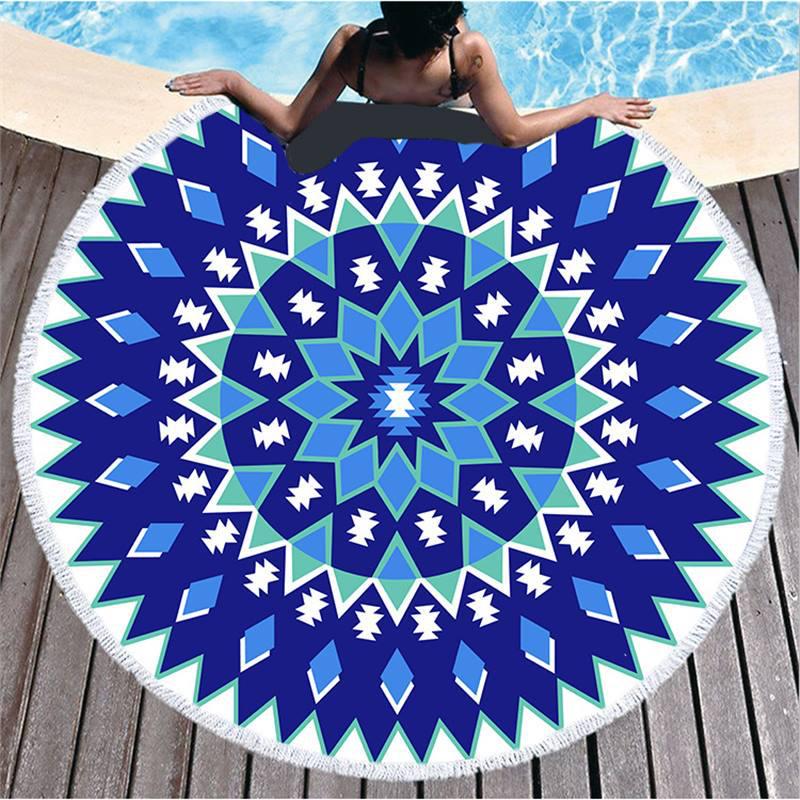 Mandala Pattern Microfiber Beach & Bath Towel - Luxurious Feel & Decorative Floor Mat